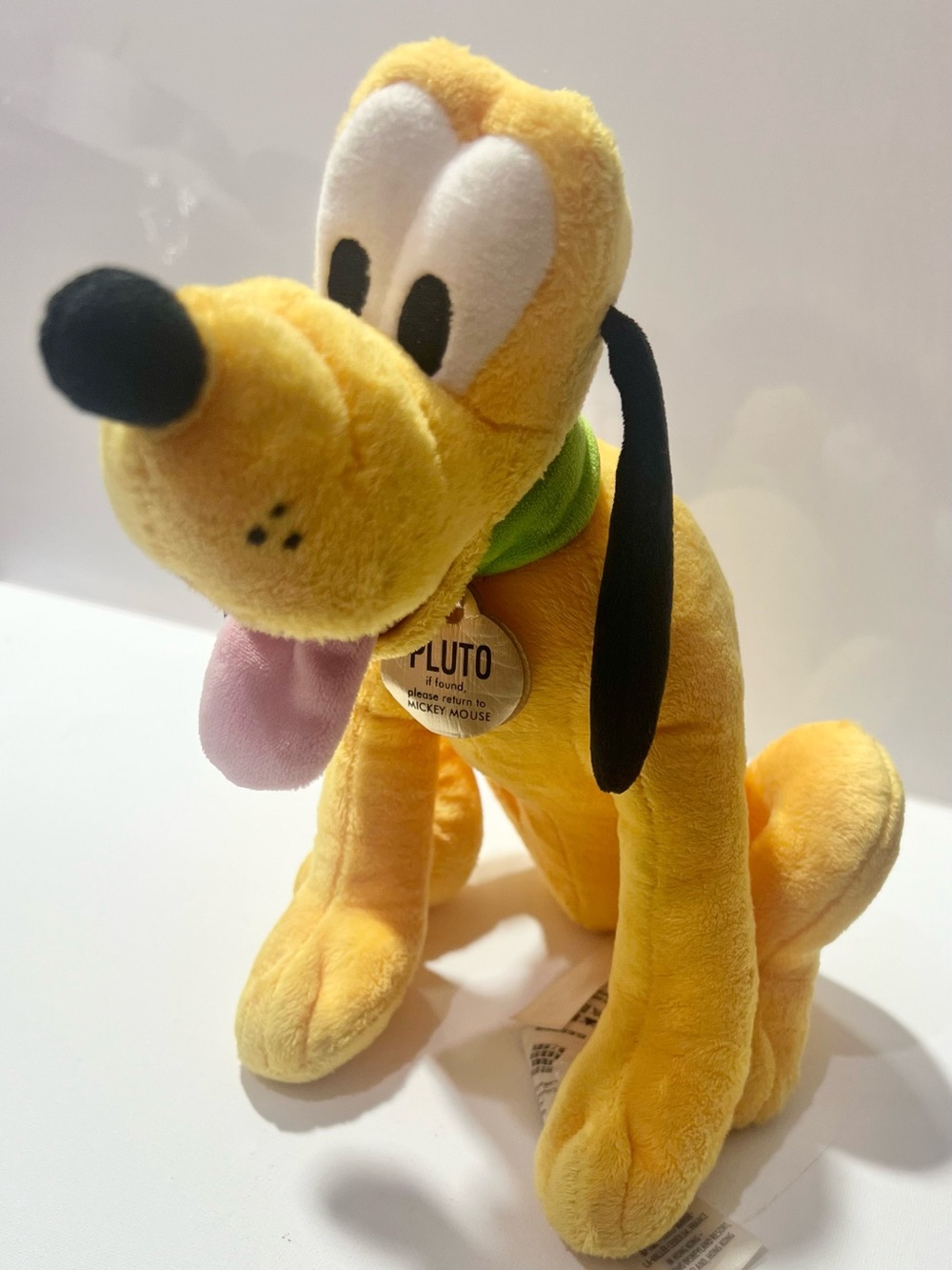 Disney Yellow Pluto Plush with Green Collar and Black Ears